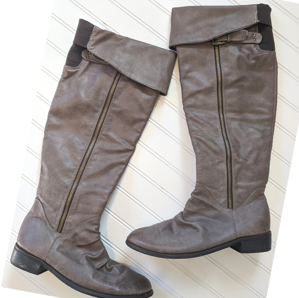JustFab | Tall Boot in a Stone Taupe, Size 10